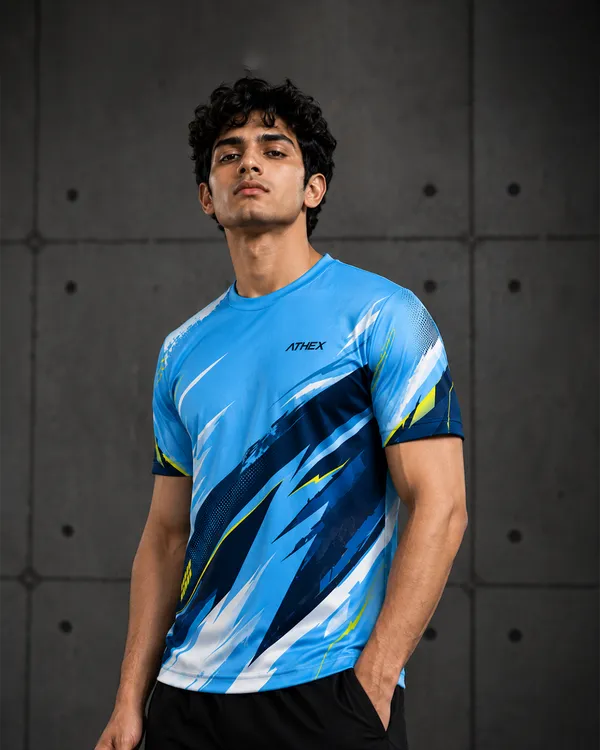 Blue_Printed_Sports_T_Shirt_For_Men