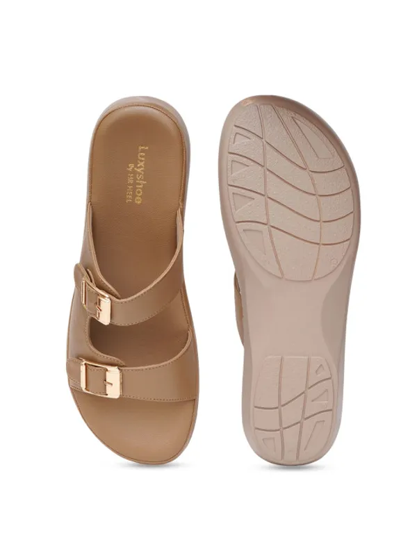 Tan_Faux_Leather_Double_Buckle_Wedge_Sandals_For_Women
