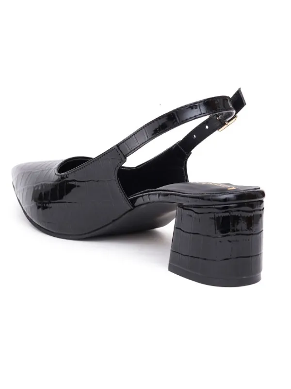 Black_Croc_Print_Pointed_Toe_Slingback_Block_Heels_For_Women