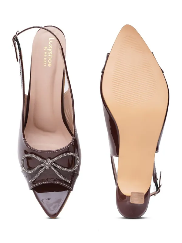 Brown_Patent_Peep_Toe_Slingback_Heels_For_Women