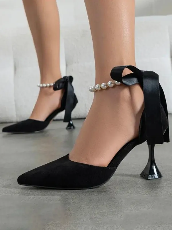 Black_Suede_Pearl_Ankle_Strap_Pointed_Toe_Heels_For_Women