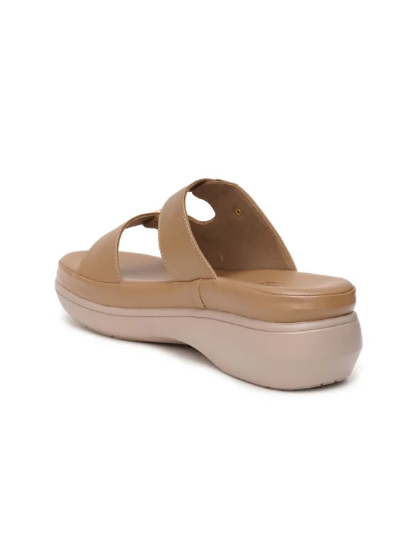Tan_Faux_Leather_Double_Buckle_Wedge_Sandals_For_Women