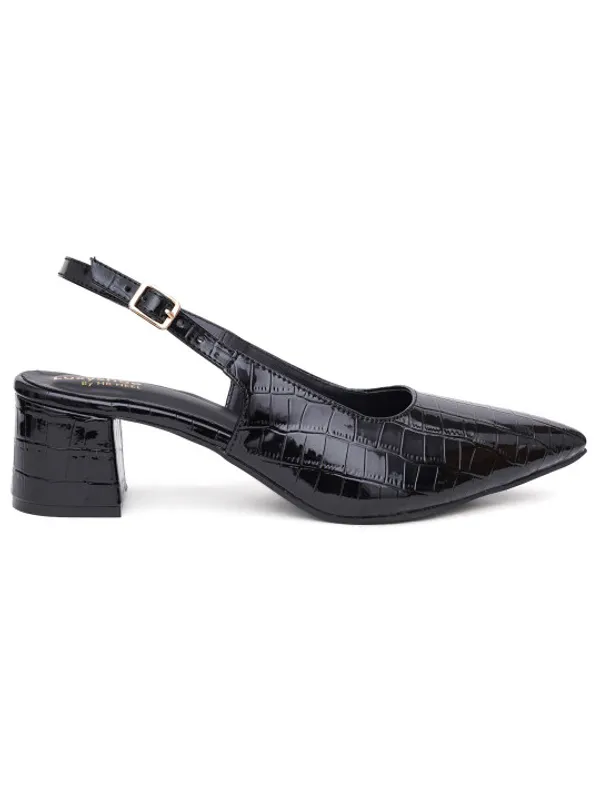 Black_Croc_Print_Pointed_Toe_Slingback_Block_Heels_For_Women