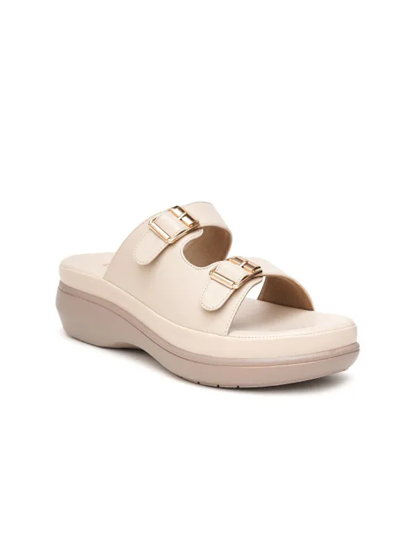 Beige_Faux_Leather_Buckle_Detail_Flatform_Sliders_For_Women