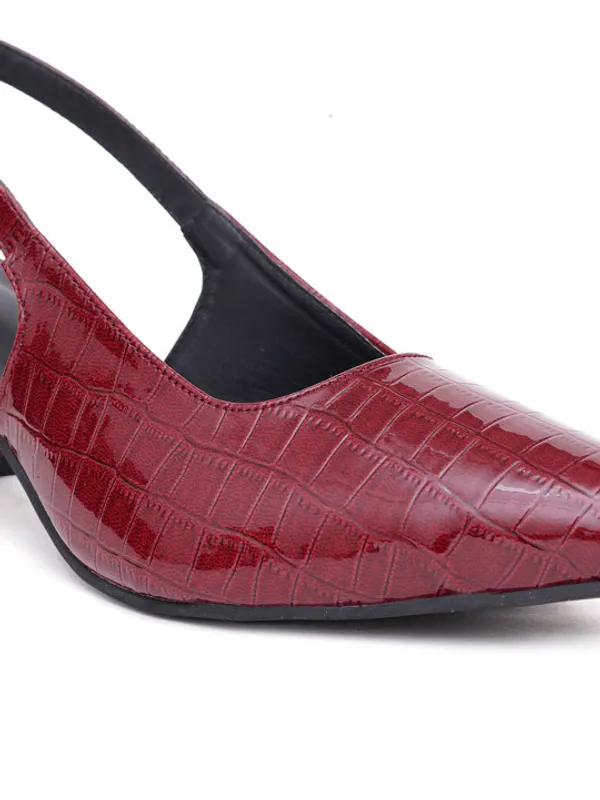 Maroon_Croc_Textured_Slingback_Block_Heel_Pumps_For_Women