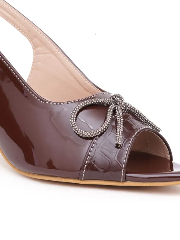 Brown_Patent_Peep_Toe_Slingback_Heels_For_Women