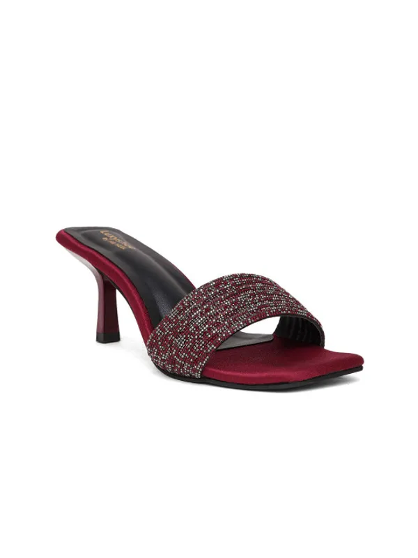 Maroon_Embellished_Square_Toe_Slip-On_Heels_For_Women