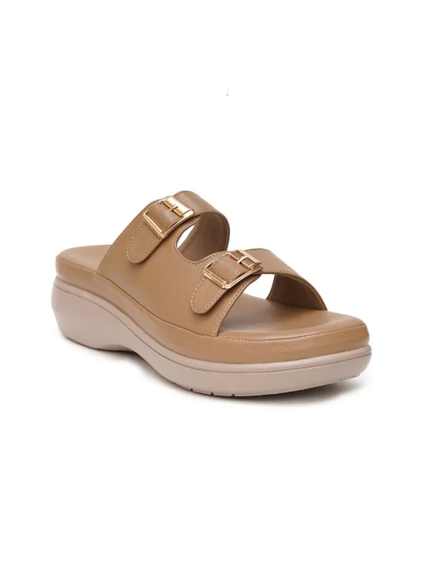 Beige_Faux_Leather_Double_Buckle_Wedge_Sandals_For_Women