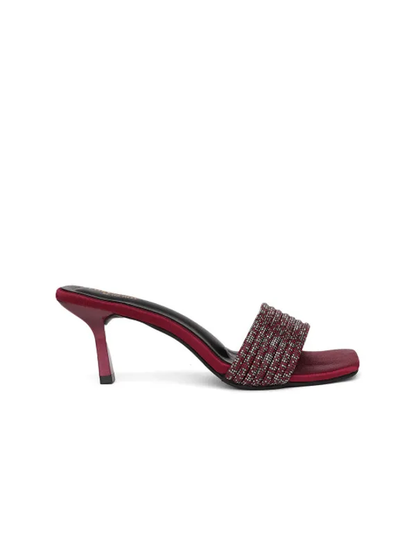 Maroon_Embellished_Square_Toe_Slip-On_Heels_For_Women