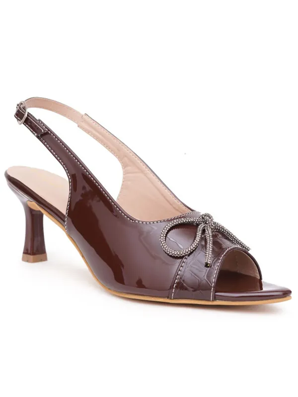 Brown_Patent_Peep_Toe_Slingback_Heels_For_Women