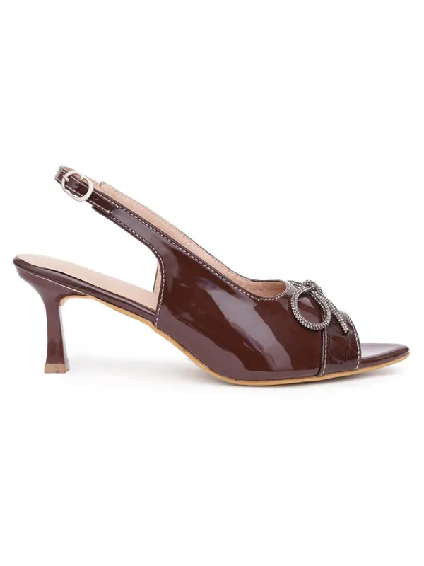 Brown_Patent_Peep_Toe_Slingback_Heels_For_Women