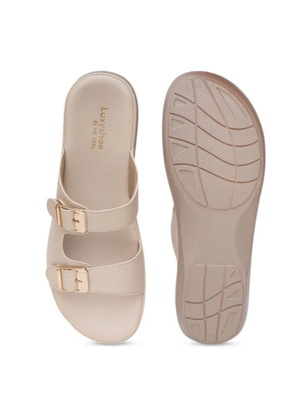 Beige_Faux_Leather_Buckle_Detail_Flatform_Sliders_For_Women