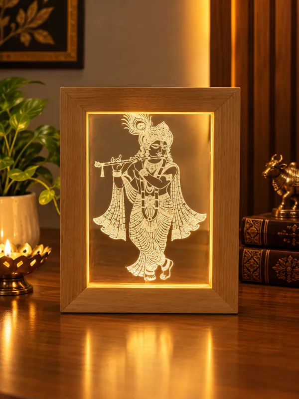 Acrylic_wooden_Led_lamp_of_krishna__with_wooden_frame