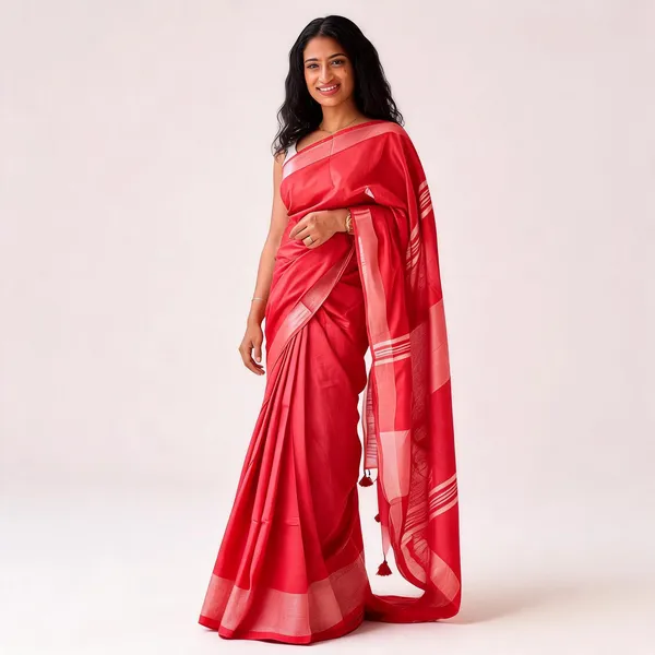 Red_Premium_Cotton_Linen_Saree_For_Women