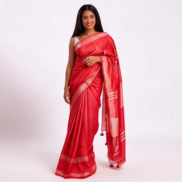 Red_Premium_Cotton_Linen_Saree_For_Women