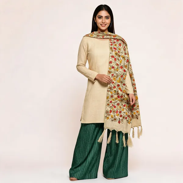 Beige_Premium_Cotton_Dupion_Unstitched_Suit_Set_For_Women