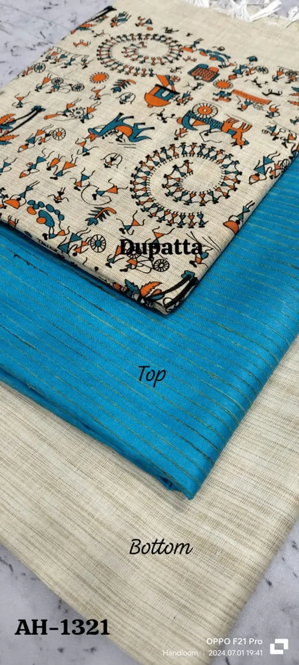 Blue_And_Beige_Premium_Cotton_Dupion_Unstitched_Suit_Set_For_Women