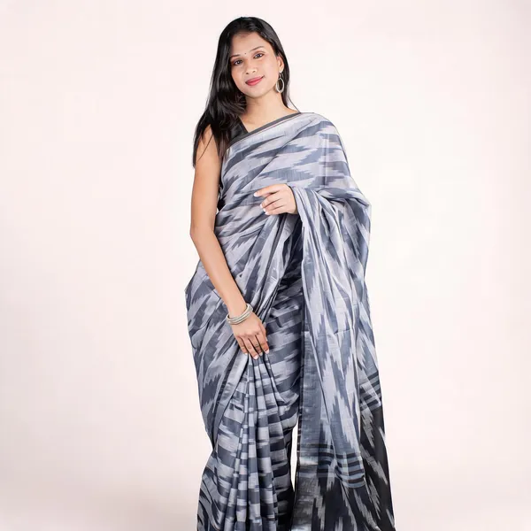 Grey_Premium_Cotton_Slub_Saree_For_Women