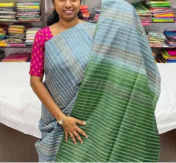Blue_And_Green_Premium_Kota_Silk_And_Bamboo_Silk_Saree_For_Women