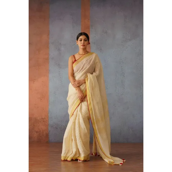 Cream_Premium_Linen_By_Linen_Saree_For_Women