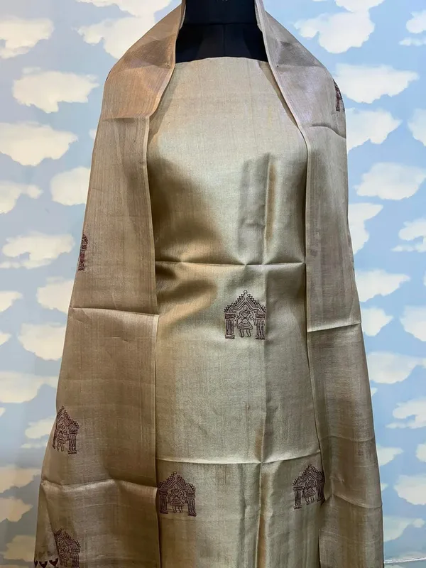 Beige_Premium_Katan_Silk_Unstitched_Suit_Set_For_Women