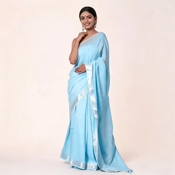 Sky_Blue_And_Silver_Premium_Cotton_Linen_Saree_For_Women