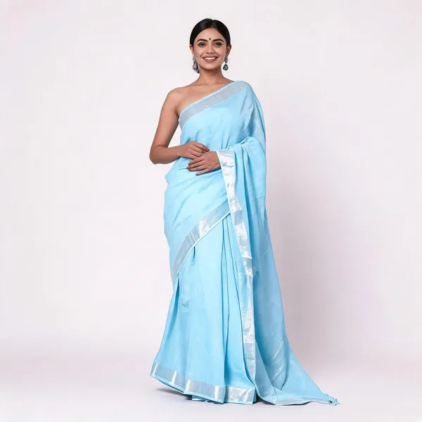 Sky_Blue_And_Silver_Premium_Cotton_Linen_Saree_For_Women