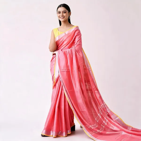 Yellow_And_Pink_Premium_Cotton_Linen_Saree_For_Women