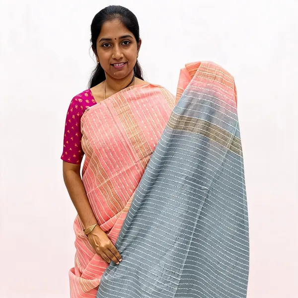 Pink_And_Grey_Premium_Kota_Silk_And_Bamboo_Silk_Saree_For_Women