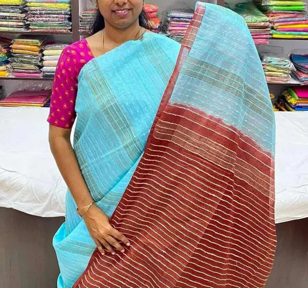 Sky_Blue_And_Maroon_Premium_Kota_Silk_And_Bamboo_Silk_Saree_For_Women