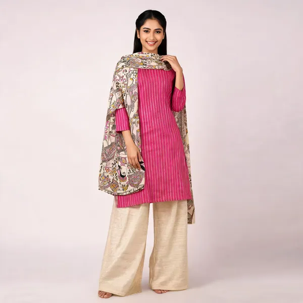 Pink_And_Cream_Premium_Cotton_Dupion_Silk_Saree_For_Women