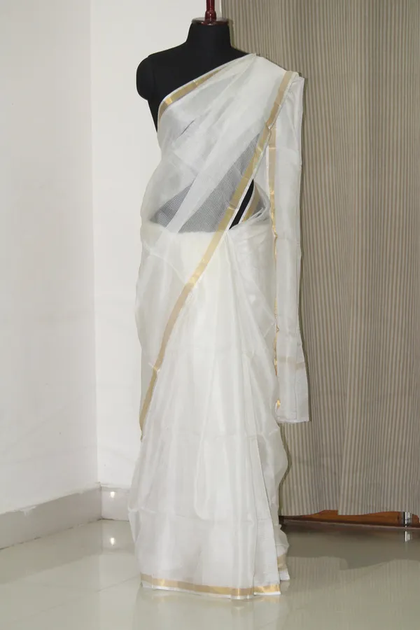 White_And_Golden_Premium_Kota_Doria_Silk_Saree_For_Women