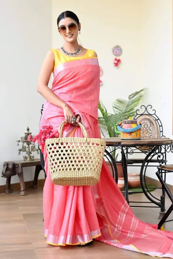 Pink_Premium_Cotton_Linen_Saree_For_Women