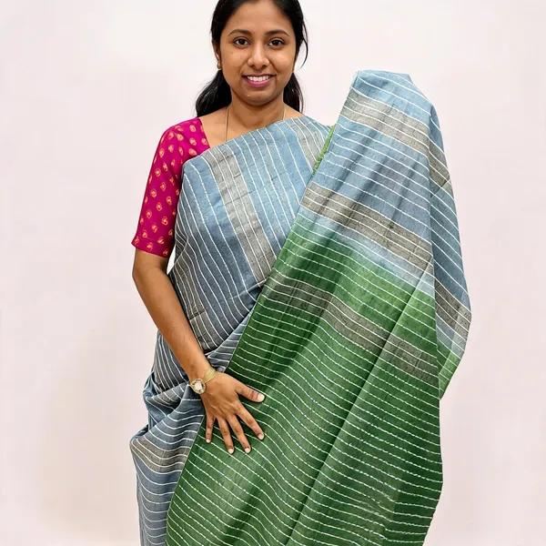 Blue_And_Green_Premium_Kota_Silk_And_Bamboo_Silk_Saree_For_Women