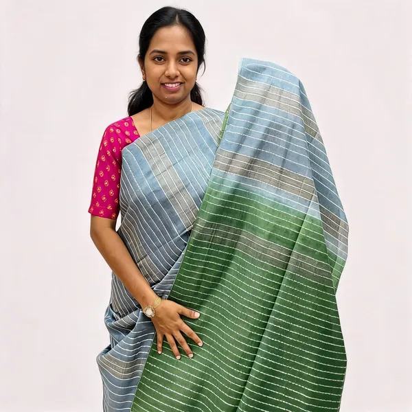 Blue_And_Green_Premium_Kota_Silk_And_Bamboo_Silk_Saree_For_Women