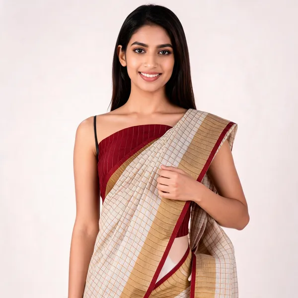 Beige_And_Maroon_Premium_Linen_By_Linen_Saree_For_Women