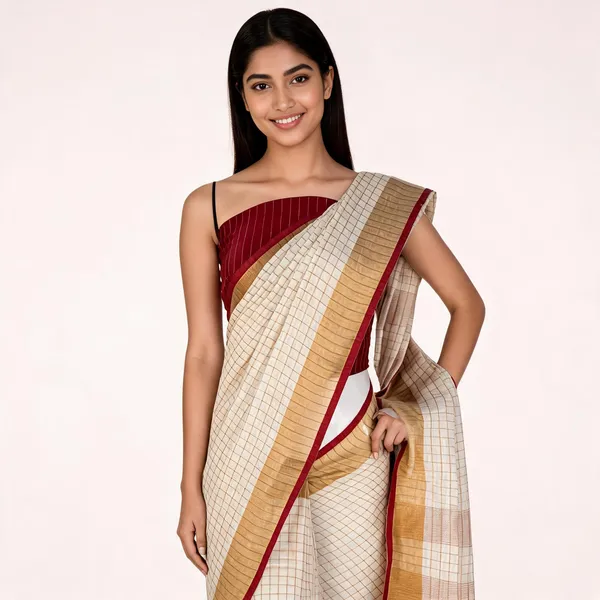 Beige_And_Maroon_Premium_Linen_By_Linen_Saree_For_Women