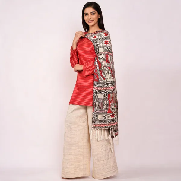 Red_Premium_Cotton_Dupion_Unstitched_Suit_Set_For_Women