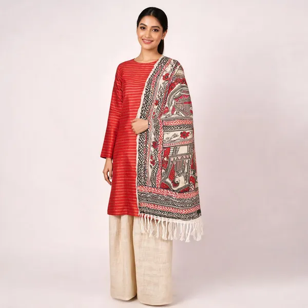 Red_Premium_Cotton_Dupion_Unstitched_Suit_Set_For_Women