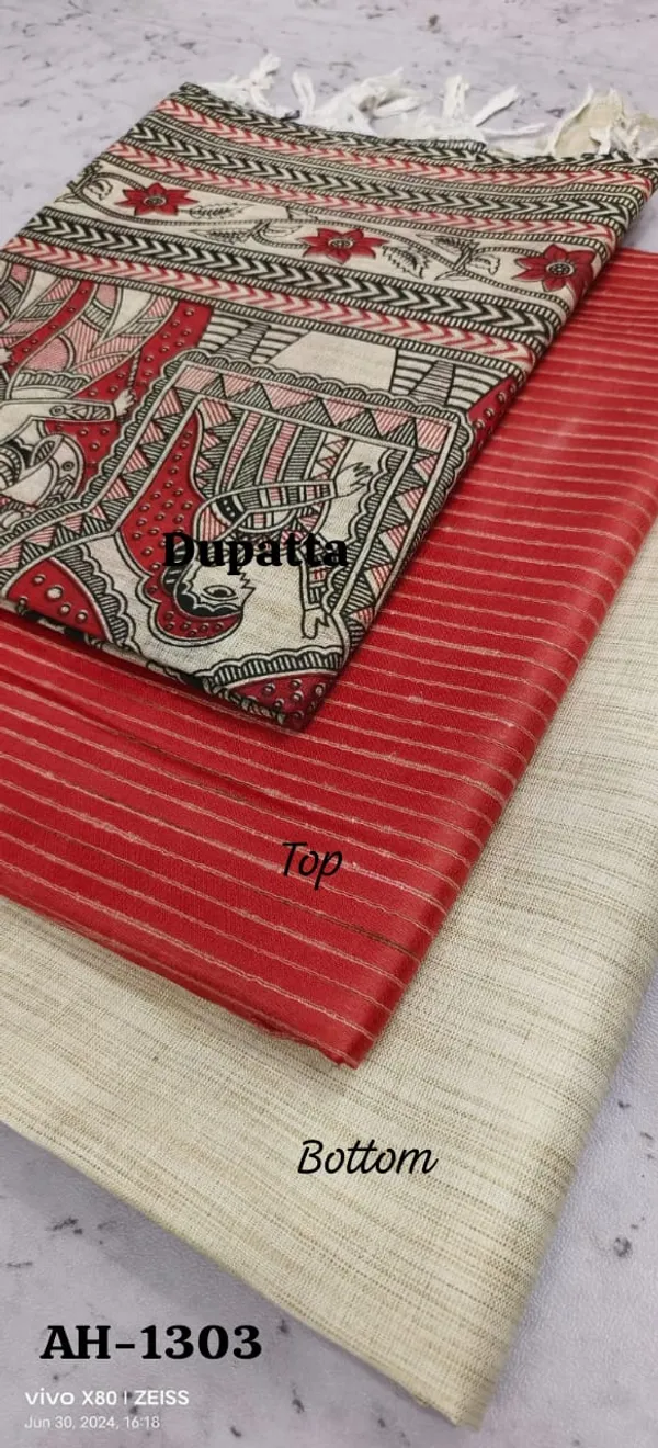 Red_Premium_Cotton_Dupion_Unstitched_Suit_Set_For_Women