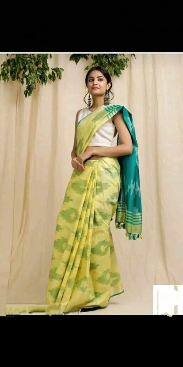 Yellow_Premium_Cotton_Slub_Saree_For_Women