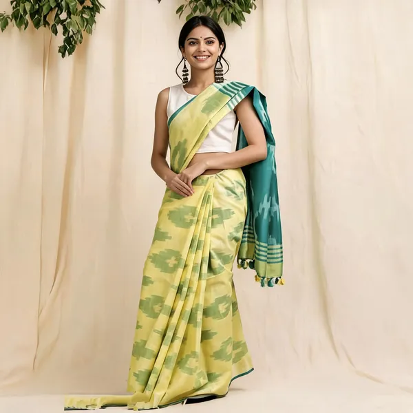 Yellow_Premium_Cotton_Slub_Saree_For_Women
