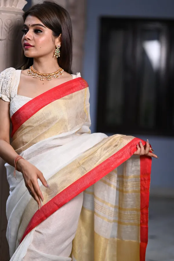 Red_Paper_Linen_Saree