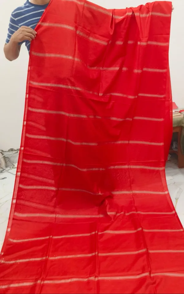 Red_Silk_Staple_Saree_with_Blouse_piece_
