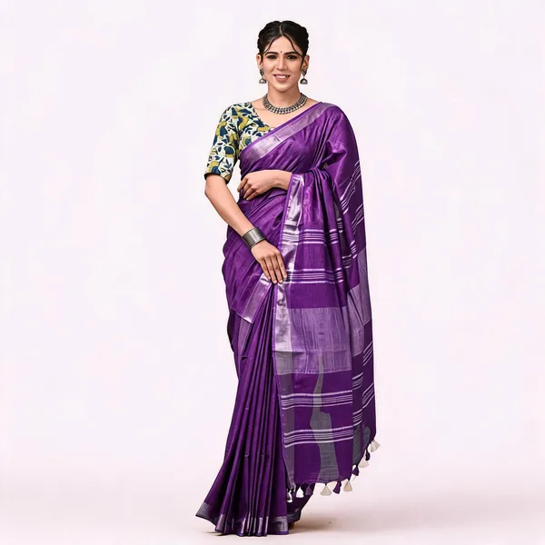 Purple_Premium_Cotton_Linen_Saree_For_Women
