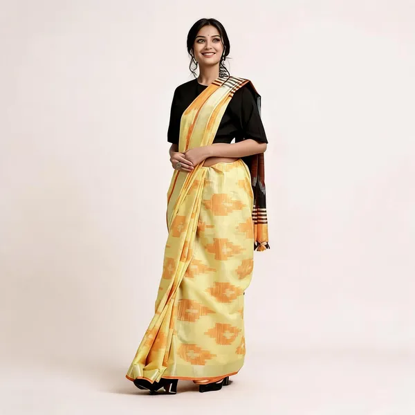 Yellow_Premium_Cotton_Slub_Saree_For_Women