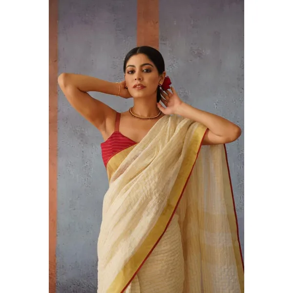 Cream_Premium_Linen_By_Linen_Saree_For_Women