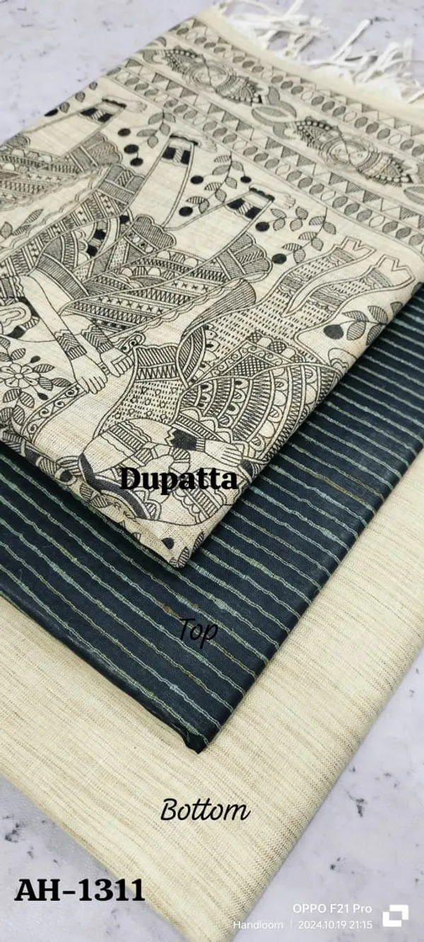 Black_And_Cream_Premium_Cotton_Dupion_Unstitched_Suit_Set_For_Women