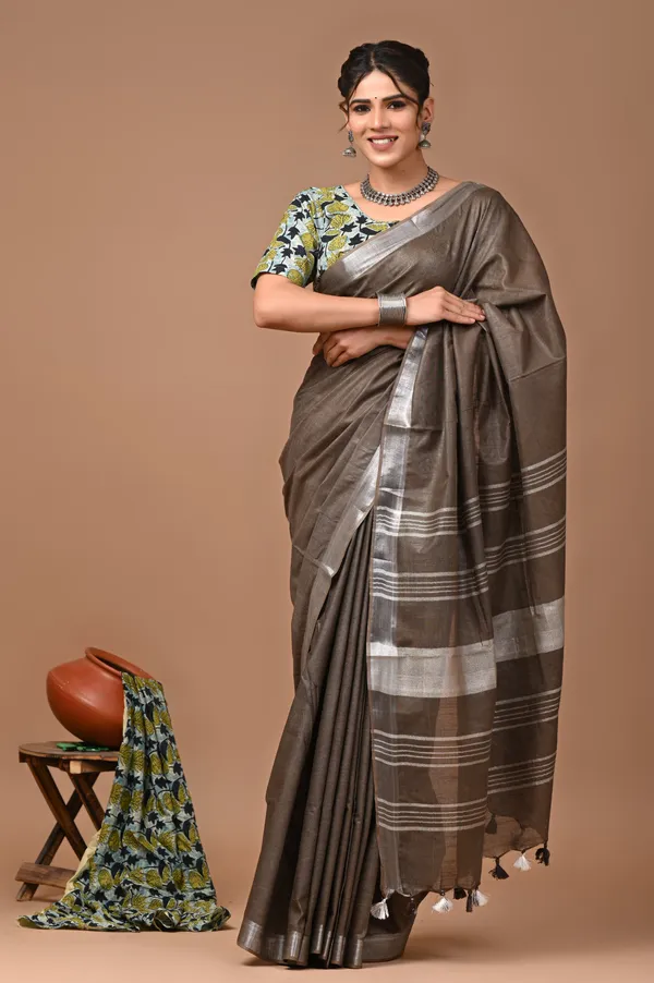 Grey_Premium_Cotton_Linen_Saree_For_Women