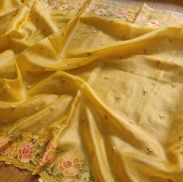 Yellow_Kota_Doria_with_Floral_Embroidery_Saree